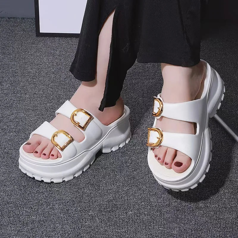 Thick-Soled Sandals for Small People, Women's Outer Wear, New Summer Heightening Fashion Flip-Flops, Beach Eva Casual Shoes
