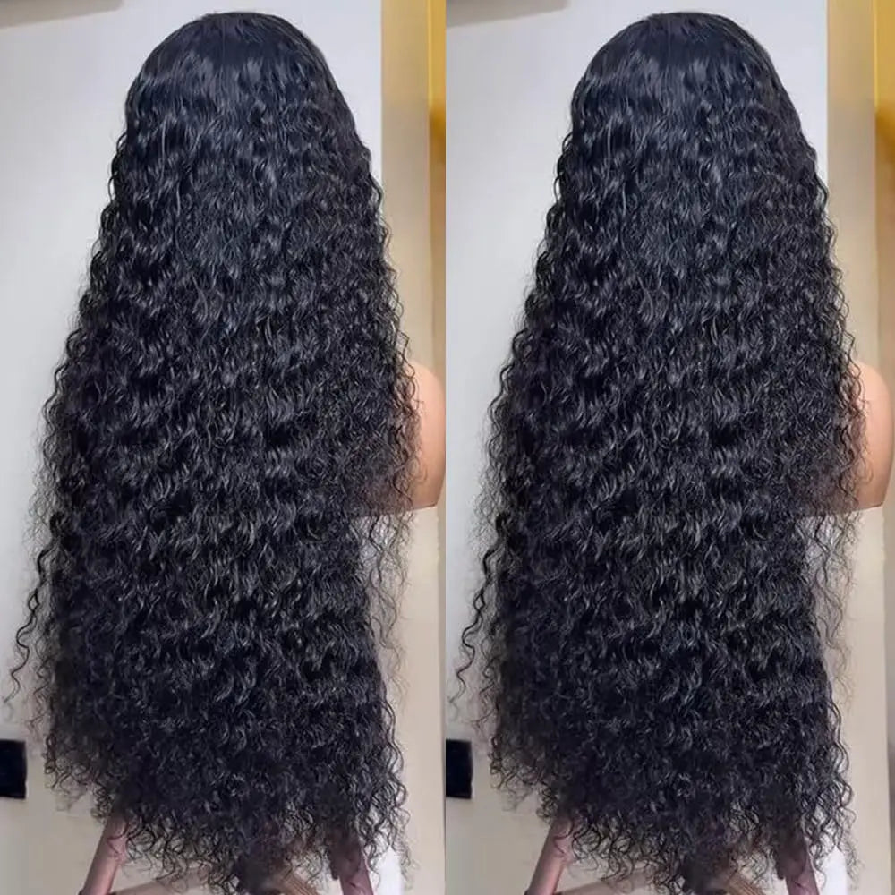 40 Inch Deep Wave 13x6 Hd Lace Frontal Human Hair Wigs 250 Density Brazilian Curly Water Pre Cut Lace Glueless Wig Ready To Wear