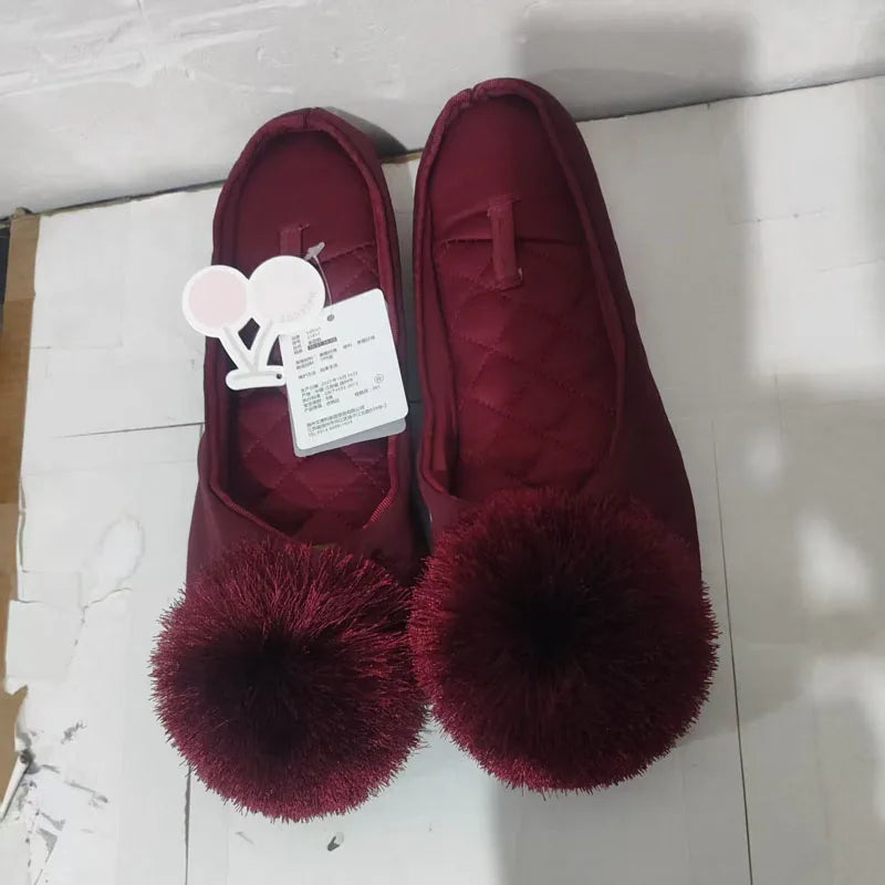 Red/Pink/Gray New Style At Home Slippers Indoor Winter Slippers Adult Women Soft Slipper Lovers Winter House Gilr Shoes