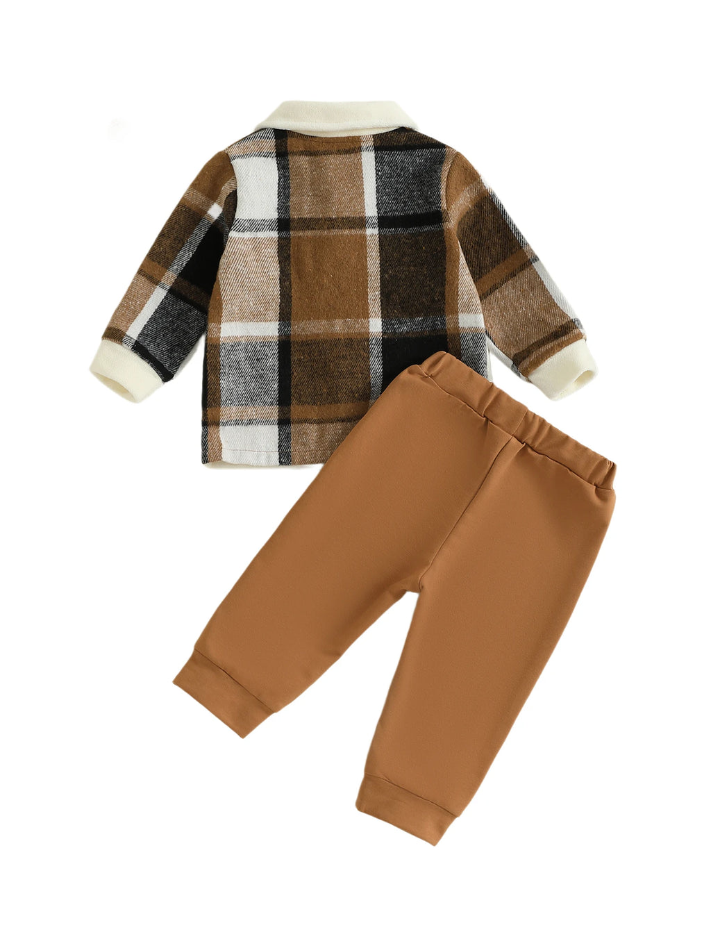 Lioraitiin Toddler Baby Boy Fall Outfit Plaid Button up Long Sleeve Shirt and Elastic Pants 2 Piece Clothes