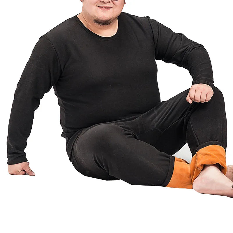 Winter Thermal Underwear Suit Man 6XL Size Fleece keep warm Men Long Johns Loose Elasticity Homewear Nightwear