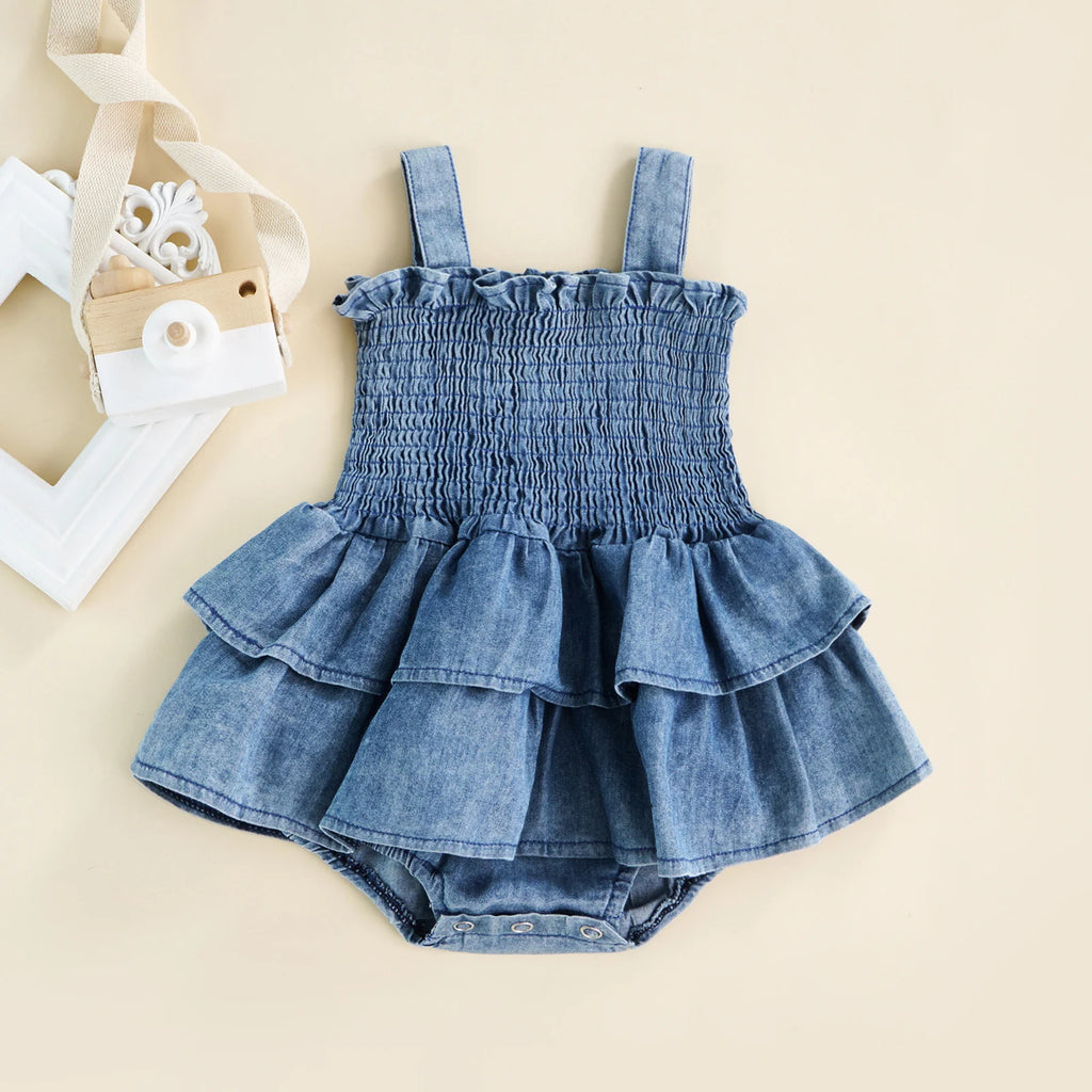 Citgeett Summer Infant Baby Girl Bodysuit Sleeveless Suspender Ruffle Hem Bottom Snap Button Cute Jumpsuit Clothes