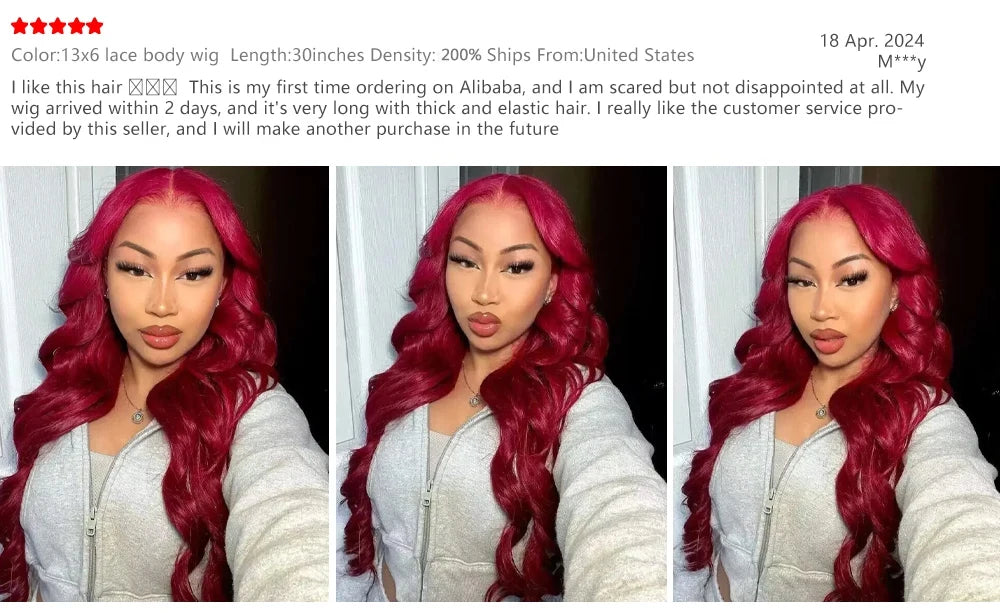 200% Colored 99j Wine Red Human Hair Wig Brazilian 40 Inch Burgundy 13x6 HD Lace Frontal Wig Body Wave 100% Remy Human Hair Wigs