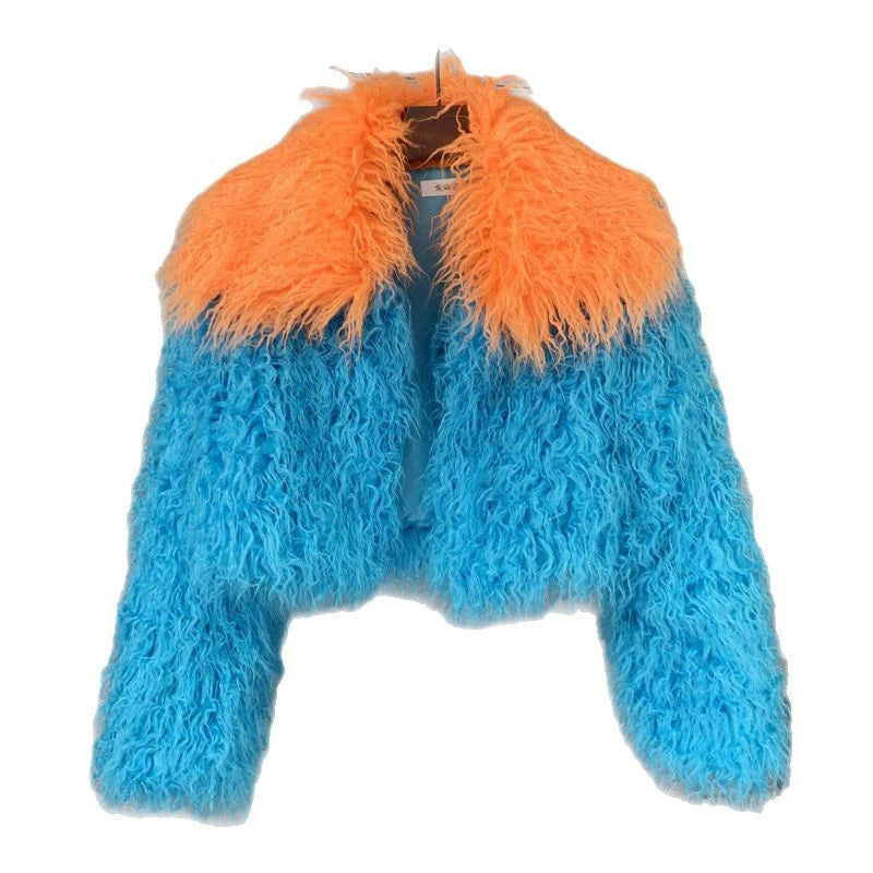 DEAT 2025 Fashion Winter Turn-Down Collar Faux Fur Short Coat For Women Versatile Loose Lamb Wool Jacket Female 11A06261