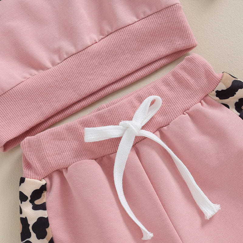 2023-09-15 Lioraitiin 0-3Y Newborn Baby Girls Clothing Set Letter & Leopard Print Long Sleeve Pullover Strap Pants 2 Pcs Outfit