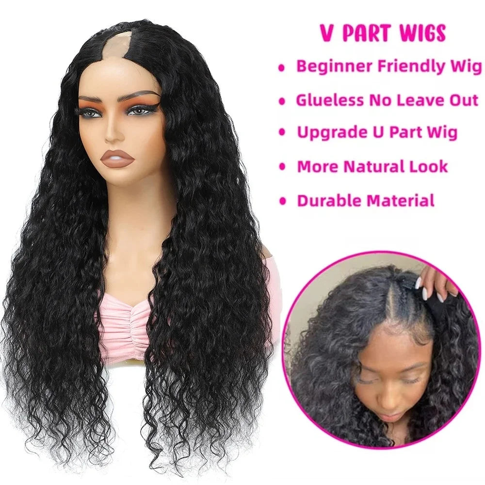250% Half Wigs Human Hair Afro Kinky Curly Headband Wig Upgrade 3 IN 1 Half Wig With Drawstring Seamless Clip Ins Flip Over