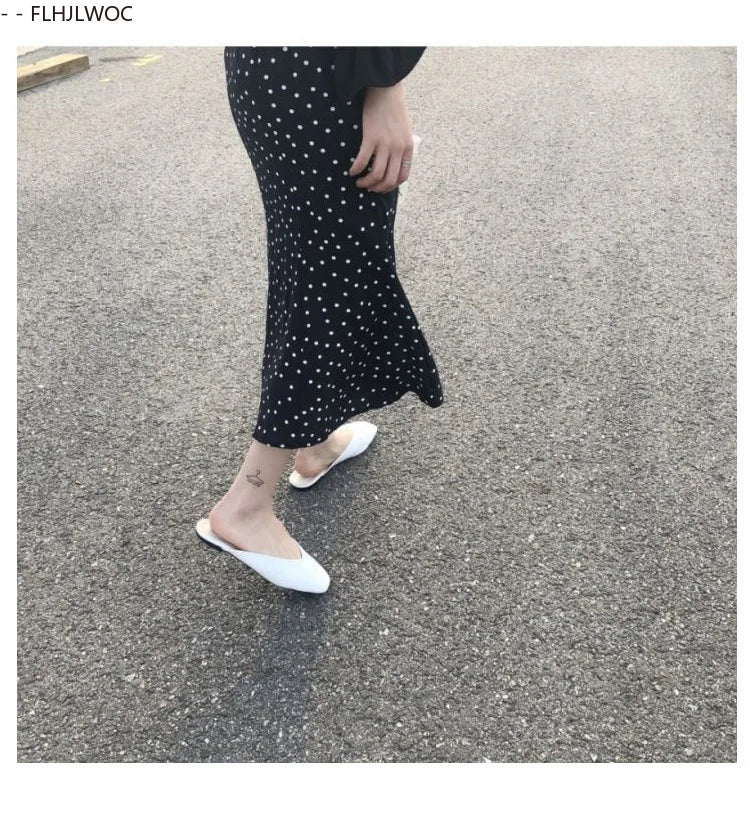 2024 Summer Skirt Long Hot Sales Women Black White Dot Preppy Style Girls Korean Design High Waist Black Skirt 3024