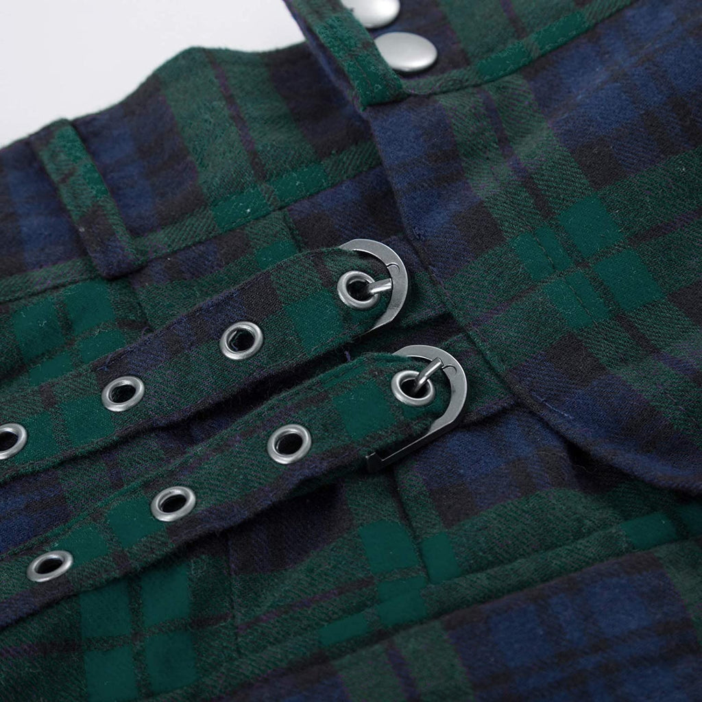 Men's Scottish Festive Skirt Men's Check Contrast Pleated Skirt