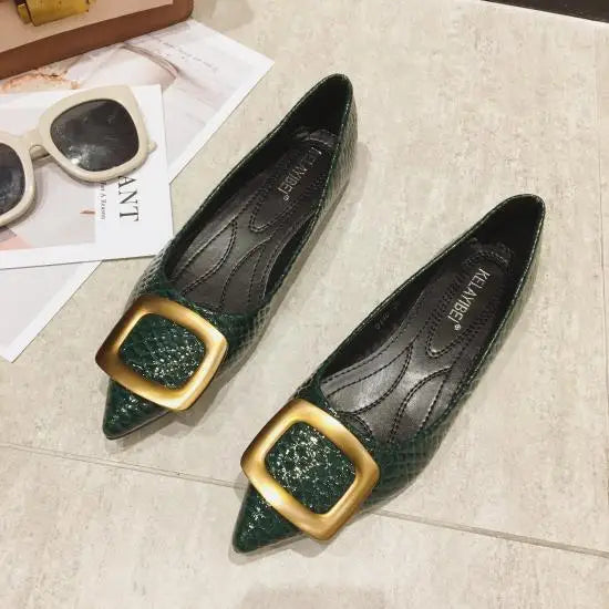 Flat Shoes Women Snakeskin Pointed Women Flats Large Size 44 45 46 Zapatillas Mujer Spring Summer Casual Shoes Small Size 32 33