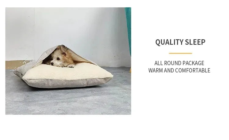 Pet Bed Dogs Kennel Winter Warm Removable Washable Bite-resistant Puppy Sofa Cushion Plush Cat Mat for Large Pet Sleeping Bag