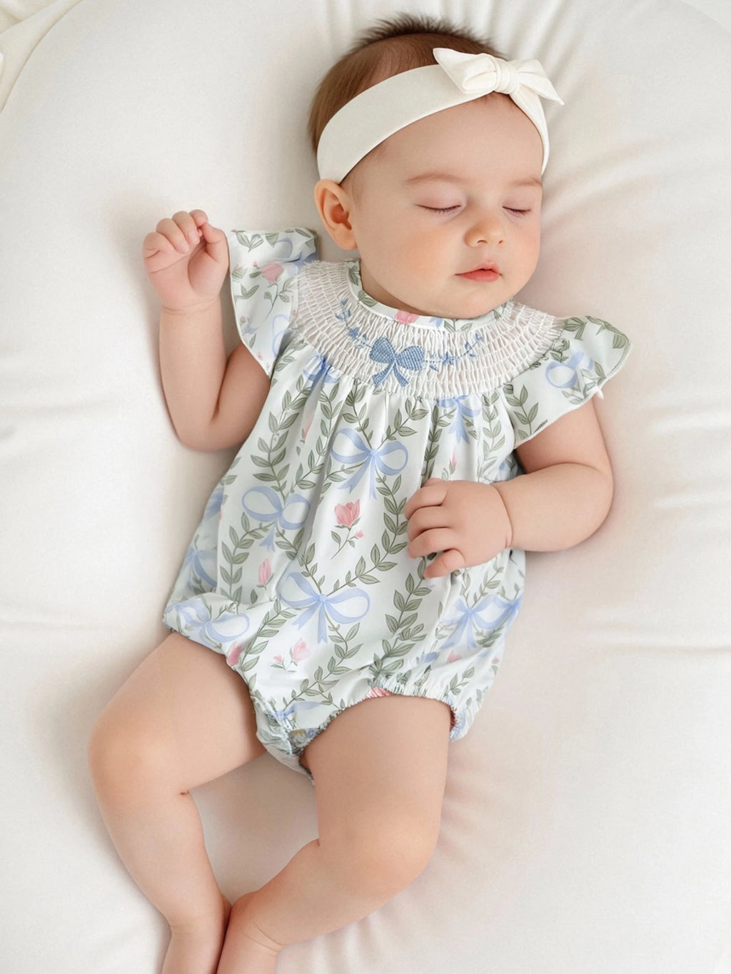 Adorable Baby Girls Jumpsuit Short Sleeve Round Neck Floral Print Toddler Romper for Playtime and Outings in Summer