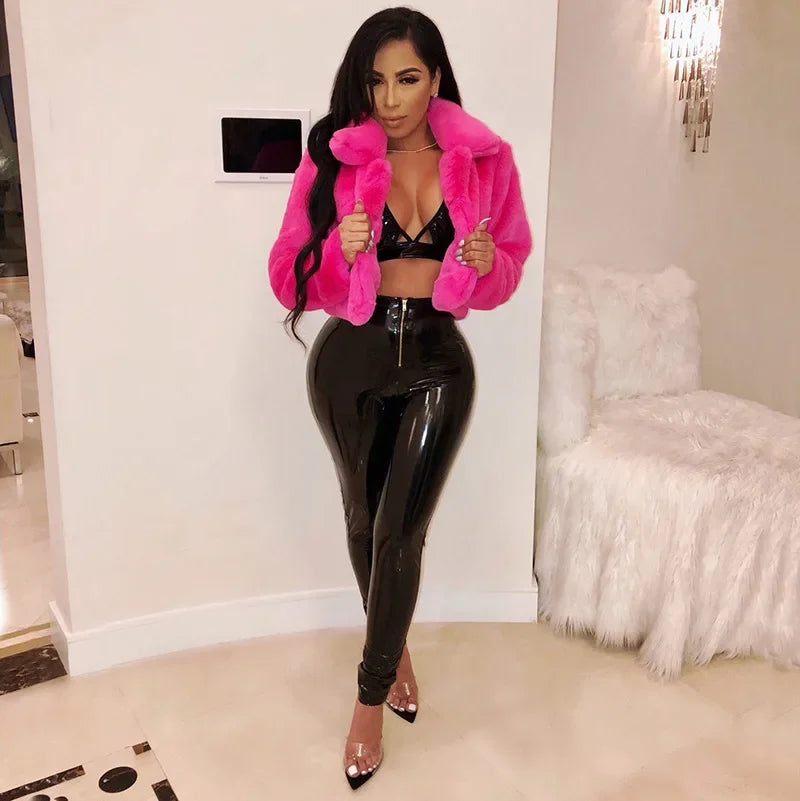 Thick Faux Fur Jacket Women Autumn Winter Maxi Short Coat Warm Luxury Fur Black Parkas Bontjas Pink Furry Shaggy Outerwear
