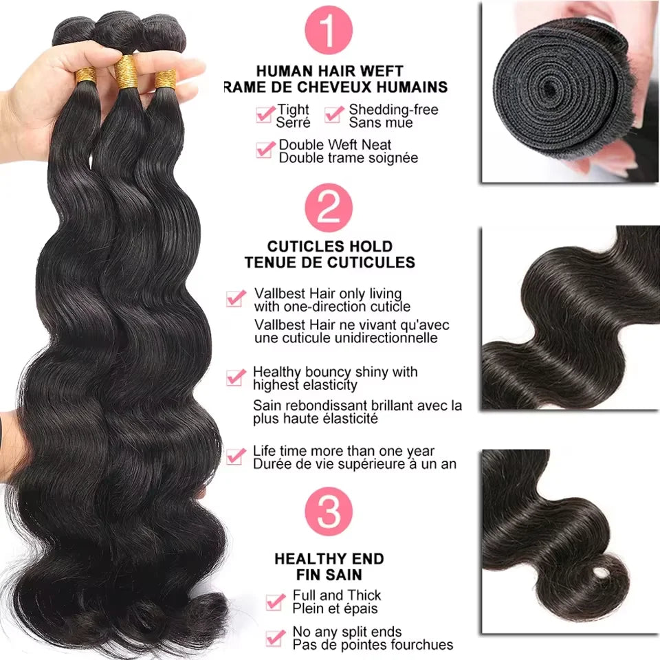 Peruvian Human Hair Bundles With Closure Body Wave Raw 3 4 Bundles With 4x4 5x5 HD Lace Closure Virgin Weave With 13x4 Frontal