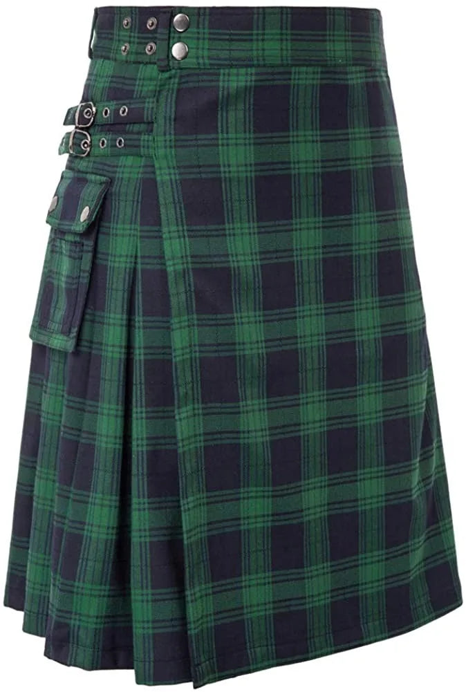 Men's Scottish Festive Skirt Men's Check Contrast Pleated Skirt