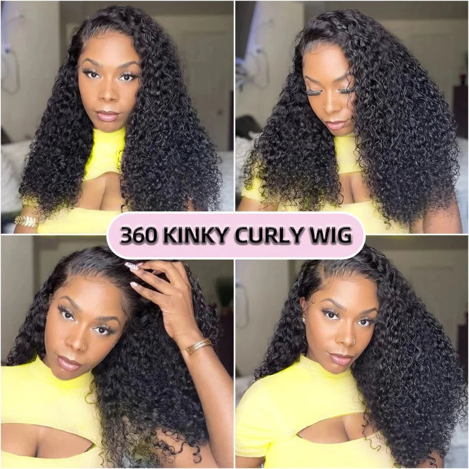 Curly Wigs 360 Full Lace Wig Deep Wave Water Wave Human Hair 1b Black Wig Invisi Strap Hd Lace Wigs 250 Density Bleached Knoted