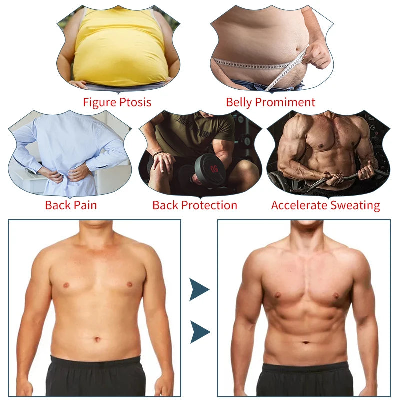 Men Abdomen Reducer Body Shaper Promote Sweat Sauna Vest Fitness Waist Trainer Belly Slimming Shapewear Fat Burner Corset Top