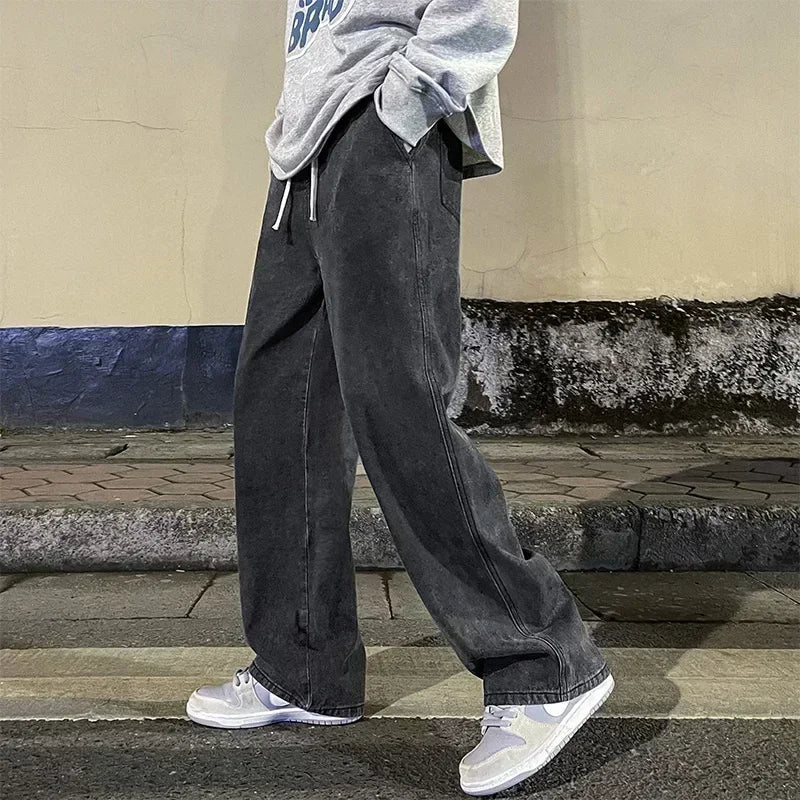 2024 New Streetwear Loose Jeans Men Korean Style Fashion
