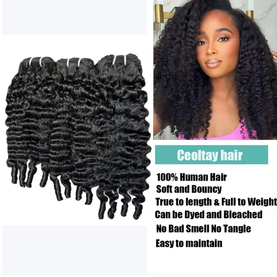 12A Burmese Curly Bundles Human Hair 3C4A Water Wave With Spiral Curly End 100% Unprocessed Raw Hair Sew In For Women 18 30 Inch