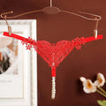 Seamless Crotchless Underwear Women Erotic Floral Embroidered Beading Sexy Lingeries Female Lace Hollow Out Pearl Panties