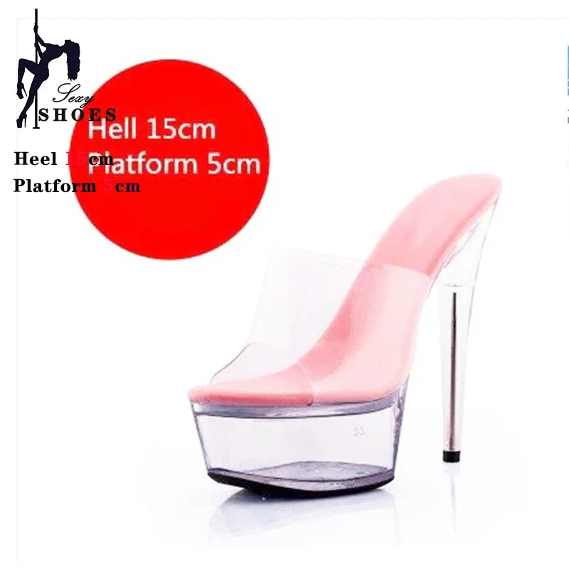 Girls Shoe for Party Club Stripper Heels Women Shoes 2024 Platforms High Heels Sandals Clear Sexy Pole Dance 15cm High Plus Size