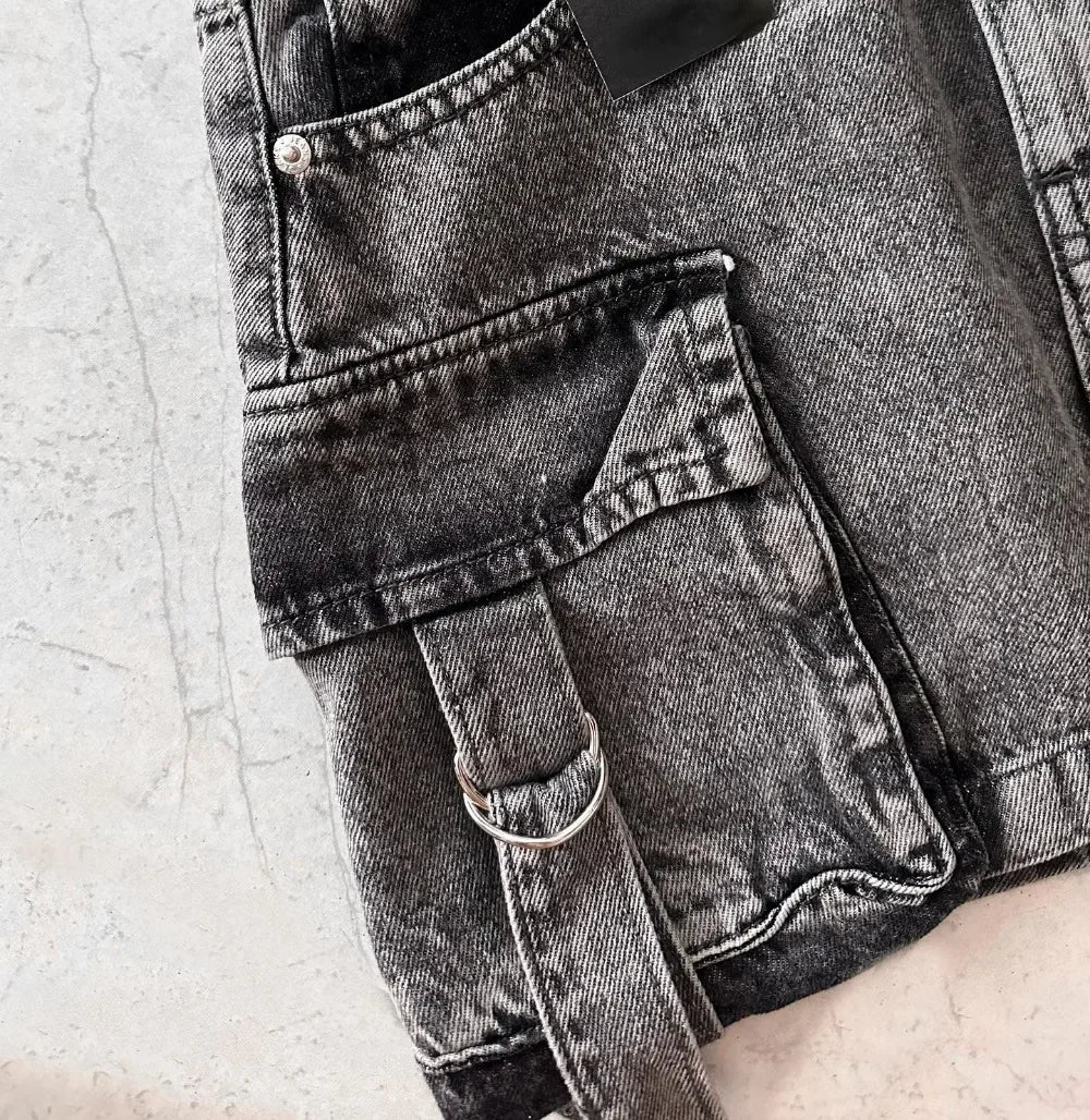 Y2k Harajuku Retro Mini Skirt Womens Fashionable Off White Multi Pocket Ultra Short Denim Skirt Gothic Casual Sexy Short Skirt