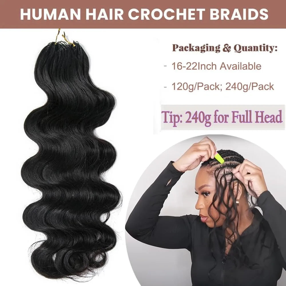 Body Wave Knotless Pre Separated Crochet Human Hair Extensions Bundles With Threading Brazilian Feather Virgin Hair for Braid