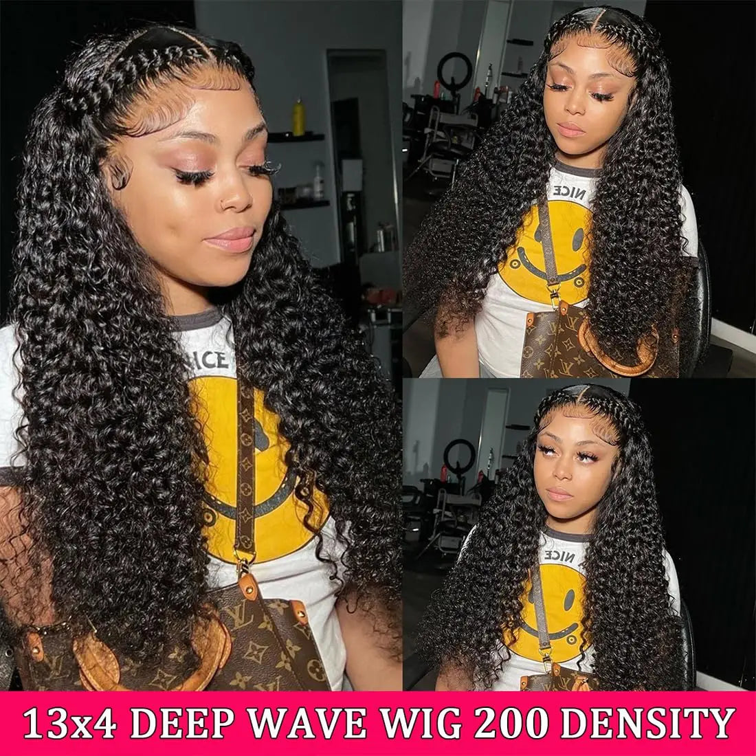 13x4 Deep Wave Curly Lace Front Wig 30 32 Inch Deep Kinky Curly Human Hair Wigs 13X4 HD Transparent Lace Frontal Wig For Women