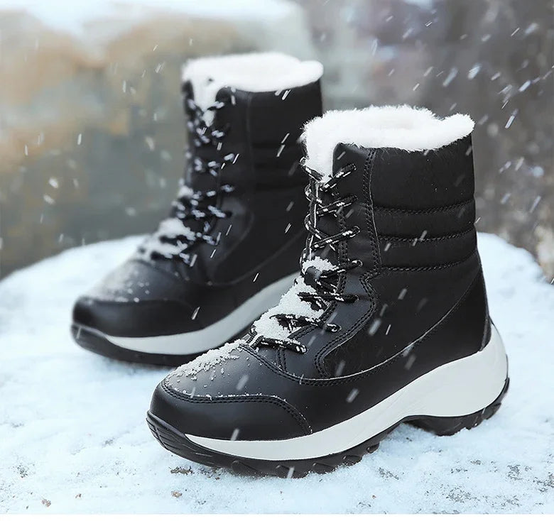 Women Boots Winter Platform Heels Snow Boots for Wamen 2023 Trend Fur Warm Ankle Boots Female Plush Winter Waterproof Shoes