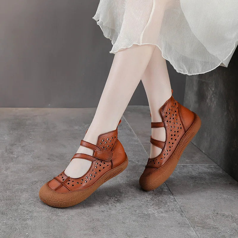 GKTINOO 2026 Summer Retro Handmade Women's Shoes Genuine Leather Soft Bottom Mom Sandals Cowhide Hollow Out Casual Sandal Boots