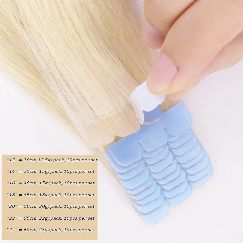MRSHAIR Mini Tape Hair Extensions Human Hair Natural Tape in Hair Extentions 3x0.8cm Invisible Tape 10pcs/pack For Side Hair