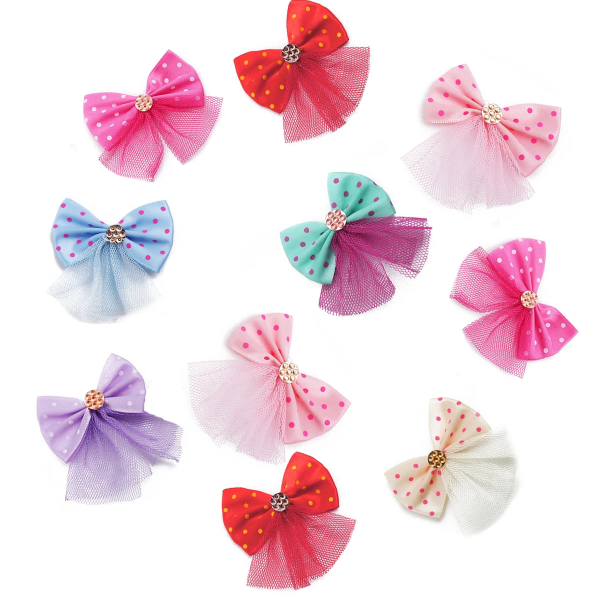 10PCS Dog Bow Dog Hair Accessories Handmade No Clip, No Rubber Band Pet Clothing Decoration Bows For Dogs Cats Pet Accessories