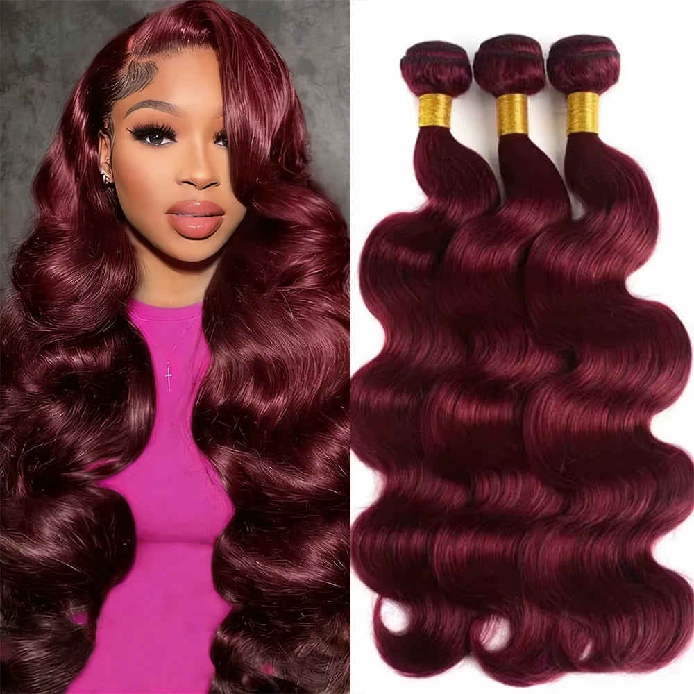 99j Burgundy 16A Body Wave Bundles Human Hair Brazilian100% Unprocessed 30 36Inch Virgin Weave Raw Hair Bundles Extensions Deals