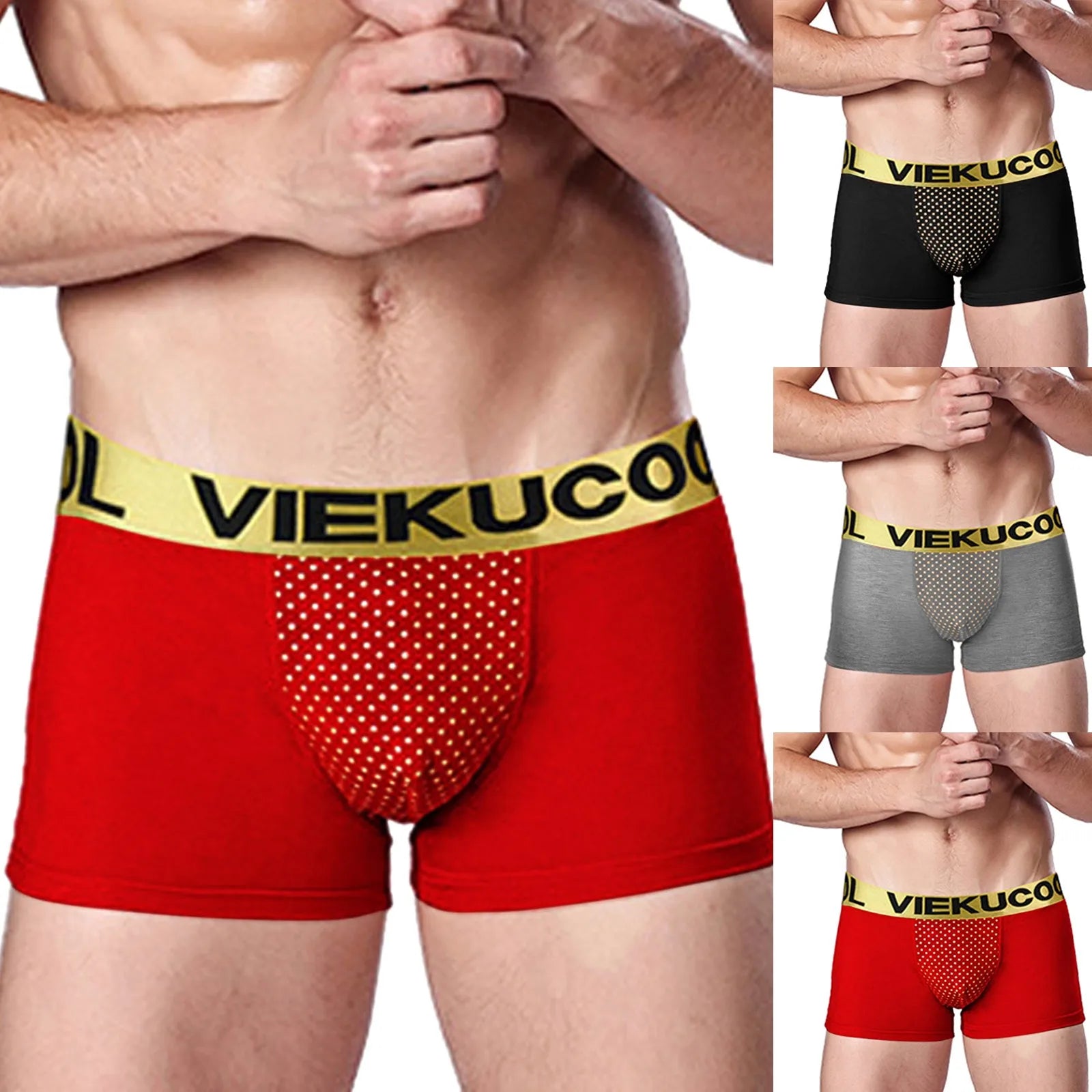 Mens Boxer Panties Strong Magnetic Tourmaline Painted U-Convex Briefs Boxer Briefs Underpants Mid Waist Short Pants Male