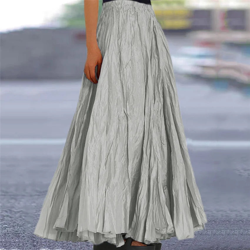 Fashionable Pleated A-line Skirt Spring Summer New Women's Solid Color Half Length Skirt With Elegant Pleats Floor Length Skirt