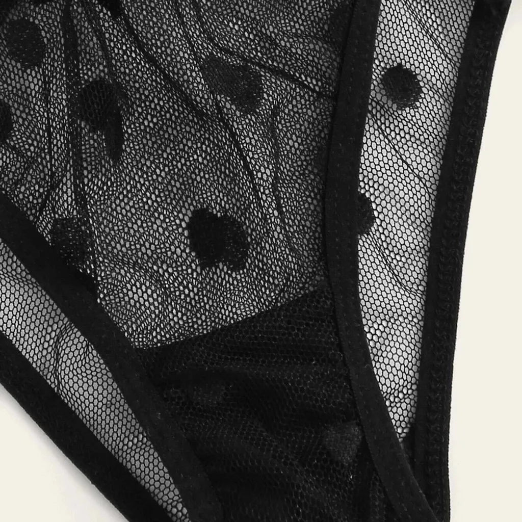 New Women Plus Size Lace Lingerie Tulle See-Through Sheer Mesh Pure Color Slimming Erotic Intimates Temptation Underwear