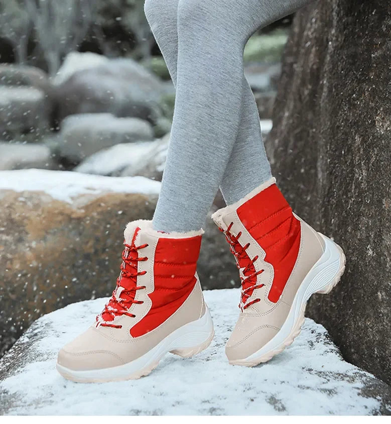 Women Boots Winter Platform Heels Snow Boots for Wamen 2023 Trend Fur Warm Ankle Boots Female Plush Winter Waterproof Shoes