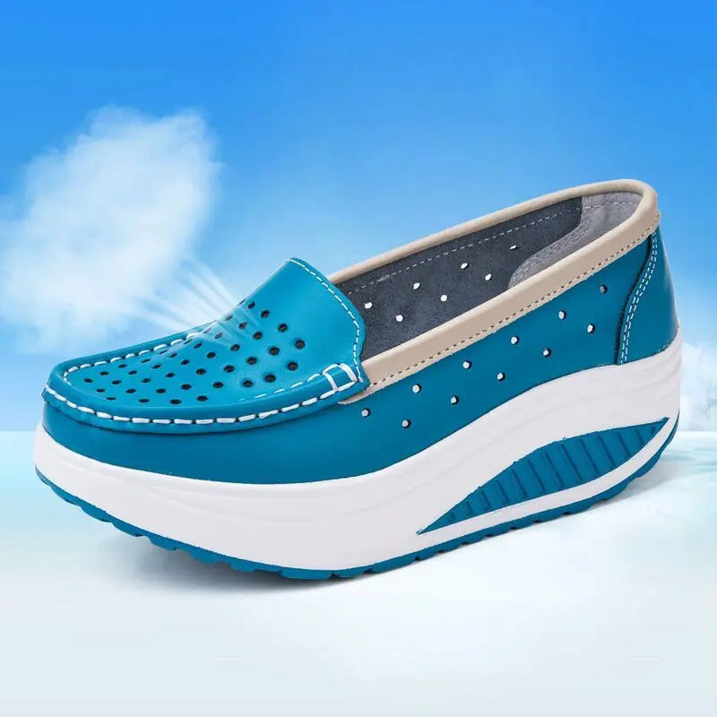 Women's shoes 2020 spring summer all-match mother single shoes leather rocking shoes platform platform nurse shoes work shoes