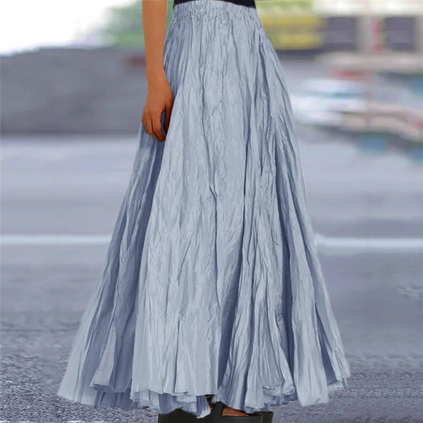 Fashionable Pleated A-line Skirt Spring Summer New Women's Solid Color Half Length Skirt With Elegant Pleats Floor Length Skirt