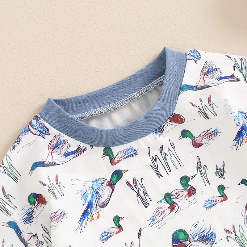 2024-04-01 Lioraitiin 0-18M Summer Baby Boy Romper Short Sleeve Crew Neck Duck Print Jumpsuit Clothes Casual Daily