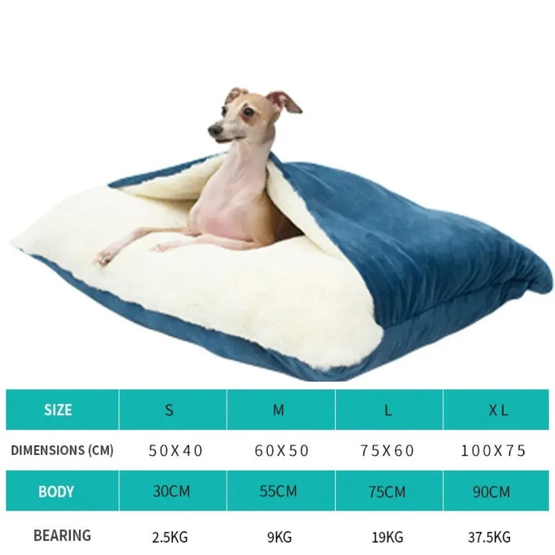 Pet Bed Dogs Kennel Winter Warm Removable Washable Bite-resistant Puppy Sofa Cushion Plush Cat Mat for Large Pet Sleeping Bag
