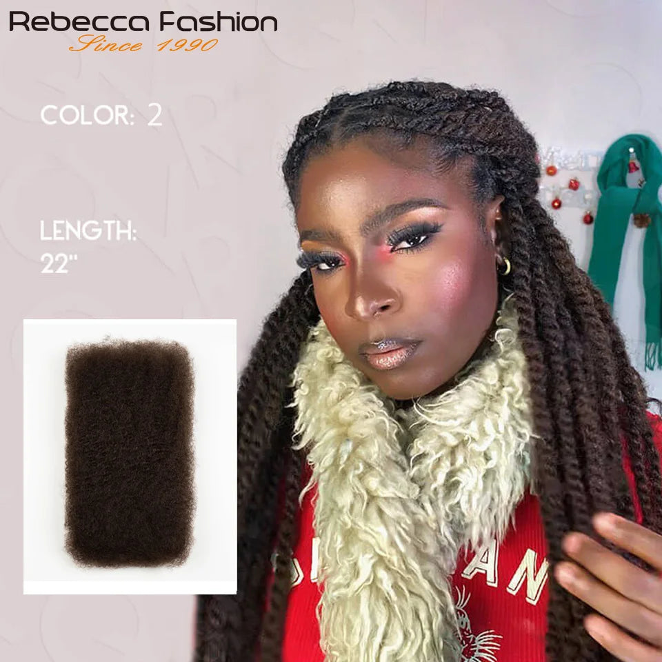 Afro Kinky Bulk Human Hair Extensions QVR US Local Shipping Natural Black/Brown Lightweight For Braiding Styling Everyday Wear