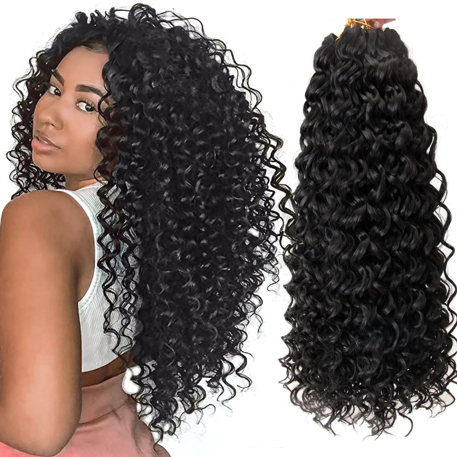 16A Kinky Curly Crochet Human Hair Knotless Pre-Separated Crochet Hair Extensions With String Curly Pre-Looped Feather Hair
