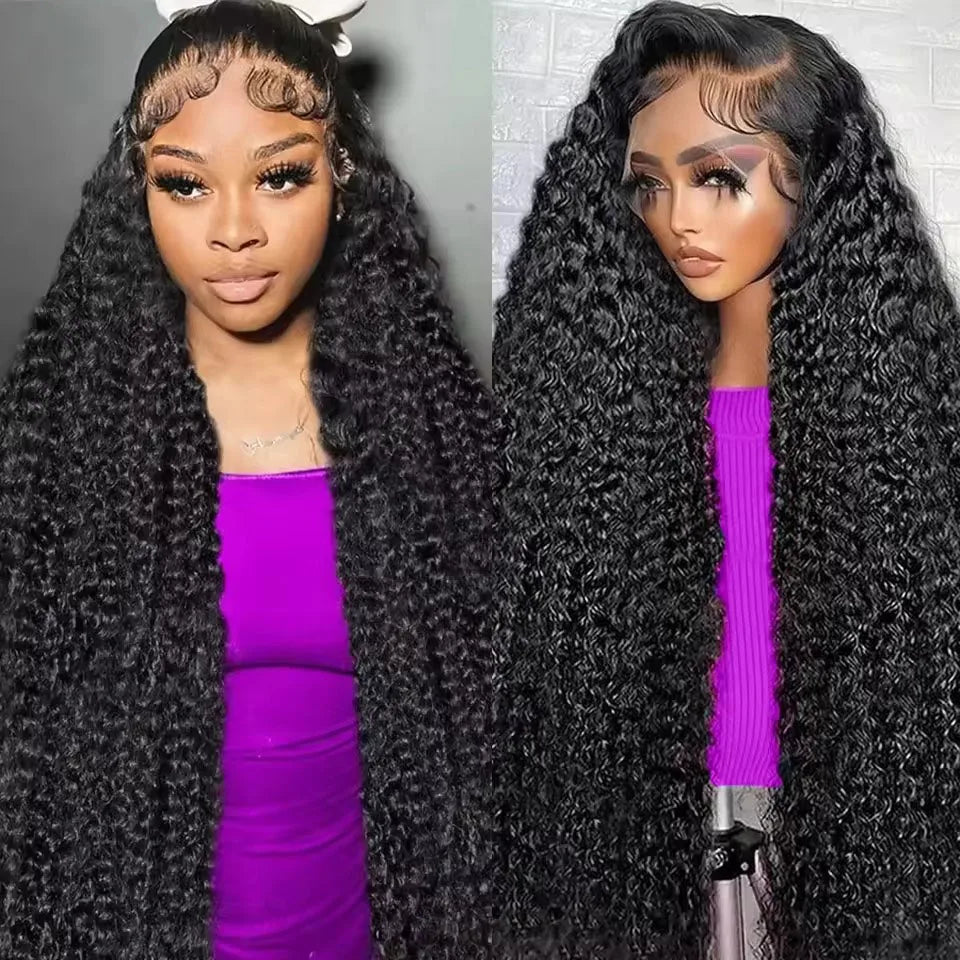 Curly Wigs 360 Full Lace Wig Deep Wave Water Wave Human Hair 1b Black Wig Invisi Strap Hd Lace Wigs 250 Density Bleached Knoted