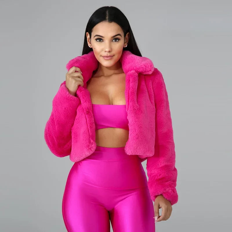 Thick Faux Fur Jacket Women Autumn Winter Maxi Short Coat Warm Luxury Fur Black Parkas Bontjas Pink Furry Shaggy Outerwear