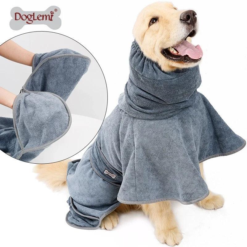 Dog Bathrobe Towel Pet Drying Coat Clothes Adjustable Pet Towel For Large Medium Small Dogs Cat Microfiber Absorbent Beach Towel
