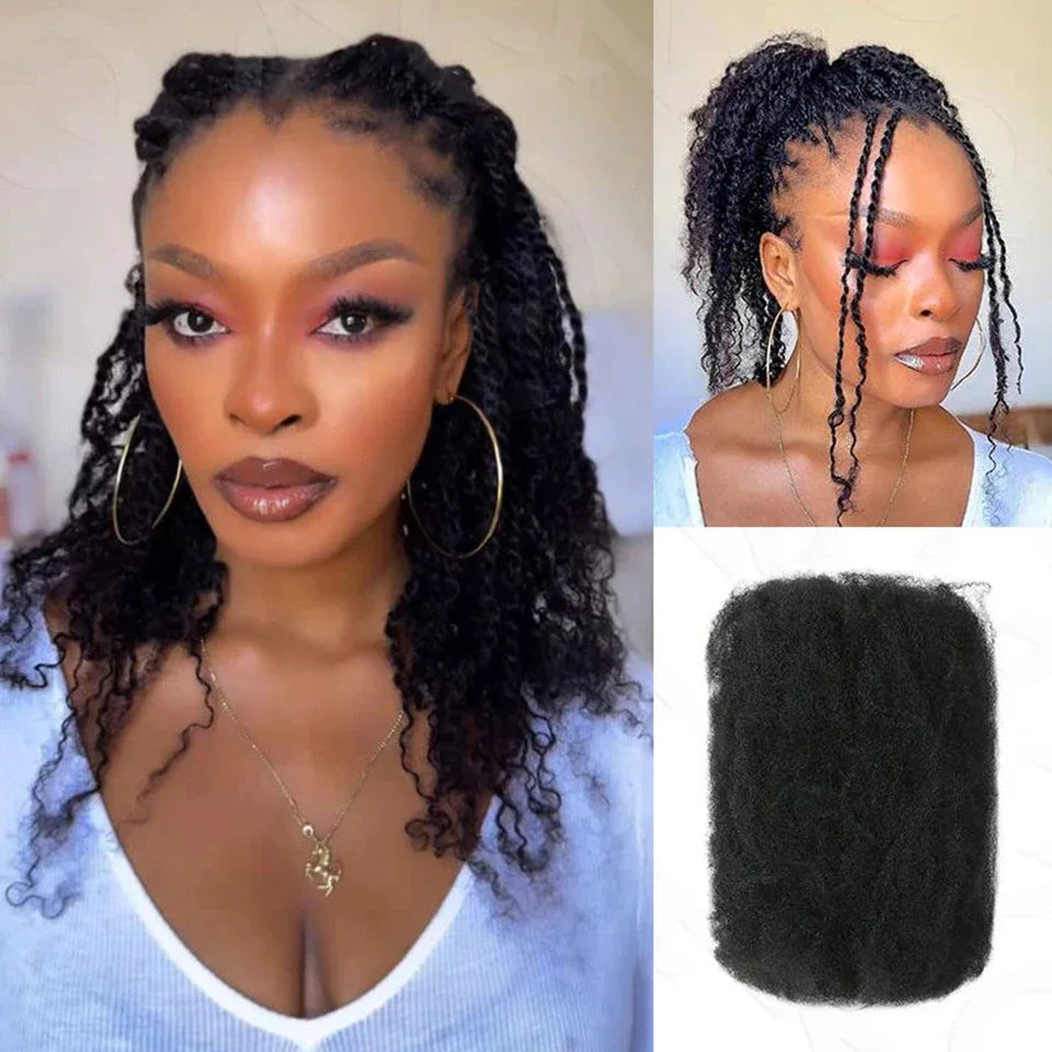 Afro Kinky Bulk Human Hair Extensions QVR US Local Shipping Natural Black/Brown Lightweight For Braiding Styling Everyday Wear