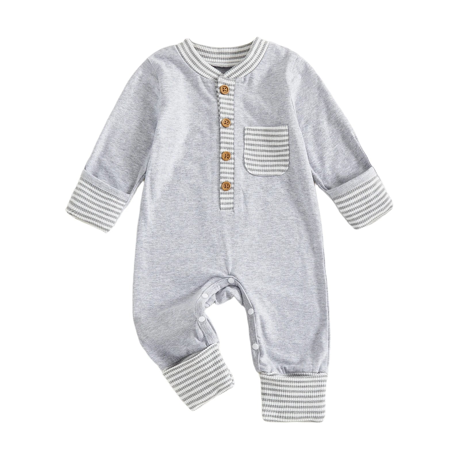 Lioraitiin Baby Boys Jumpsuit Long Sleeve Striped Patchwork Casual Autumn Newborn Romper Clothes