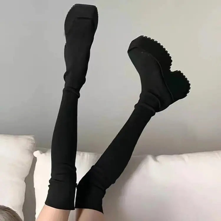 Ankle Super High Heels Chelsea Boots Women Shoes 2024 New Chunky Ladies Shoes Sexy Pumps Platform Goth Motorcycle Black Boots