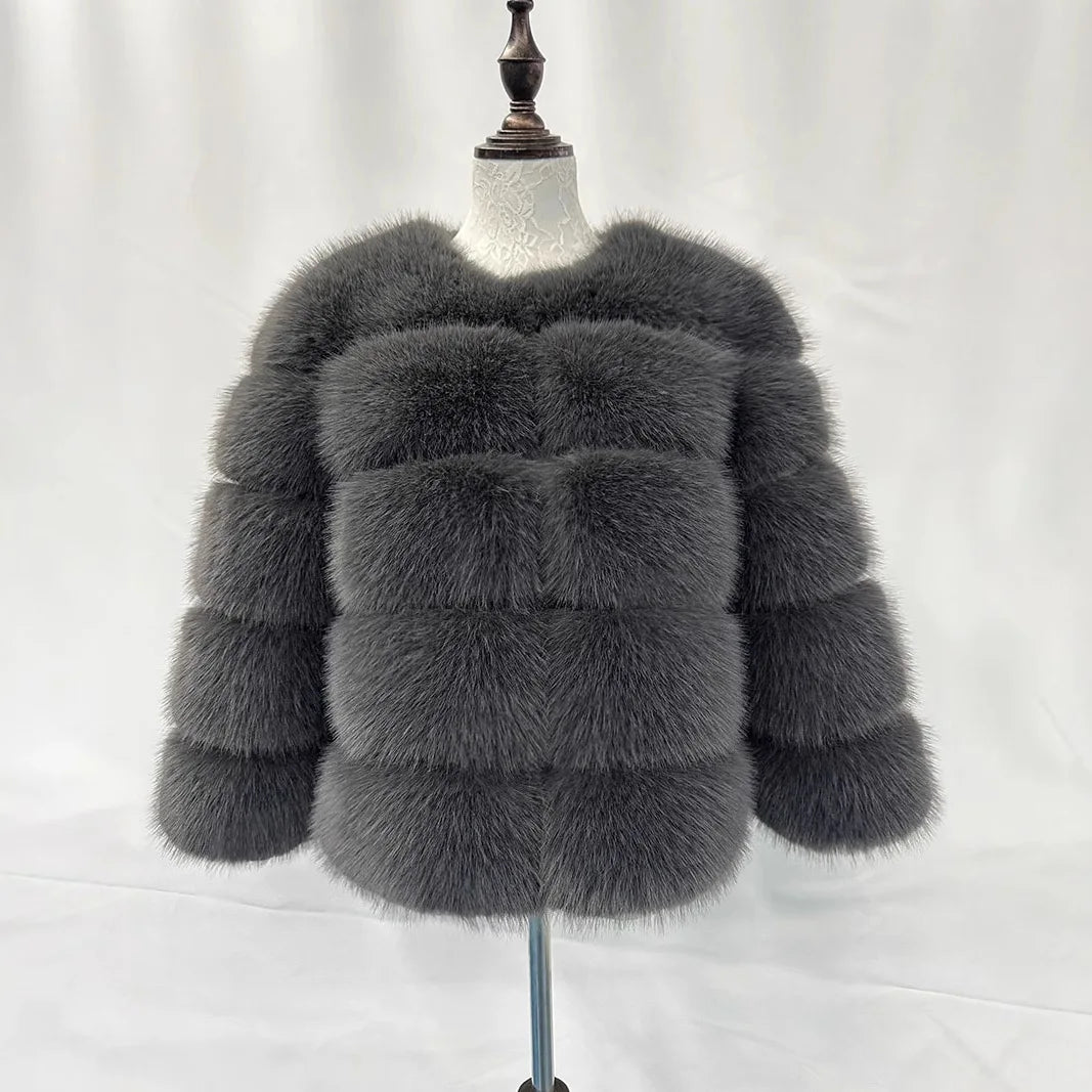 Women Faux Fox Fur Coats Zipper Short Coat Jackets Elegant Thick Warm Solid Jacket Lady Furry Outerwear Elegant Splice Winter