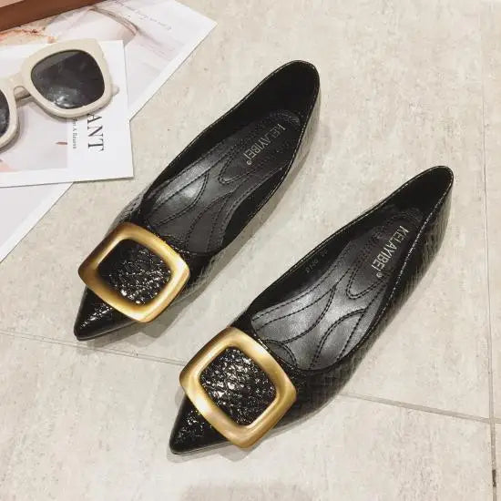 Flat Shoes Women Snakeskin Pointed Women Flats Large Size 44 45 46 Zapatillas Mujer Spring Summer Casual Shoes Small Size 32 33